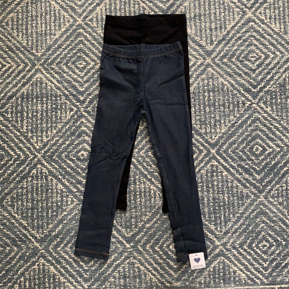 The Children’s Place Toddler Girls 2 Pack Leggings - 5T Denim & Black